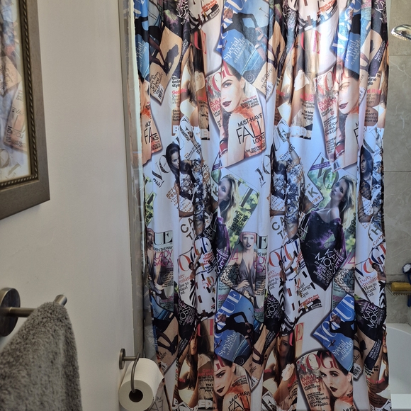 Vintage-Inspired Vogue Magazine Shower Curtain – Retro Glam Bathroom Decor - Picture 1 of 6